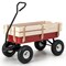 Garden Cart with Wood Railing and Pneumatic 2 Front Wheels Perfect for Grassland or Sand Land